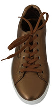 Gold Leather Mens Casual Sneakers Dolce & Gabbana