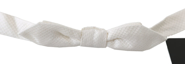 White 100% Silk Slim Adjustable Neck Papillon Men Tie Dolce & Gabbana