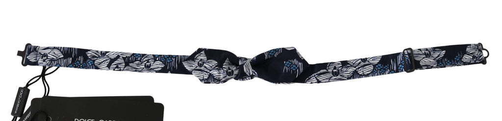 Navy Blue Floral Slim Adjustable Neck Papillon Men  Bow Tie Dolce & Gabbana