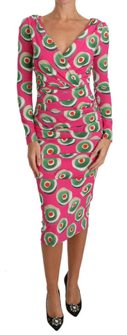 Pink Silk Cup Cake Sheath Stretch  Dress Dolce & Gabbana