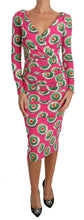 Pink Silk Cup Cake Sheath Stretch  Dress Dolce & Gabbana
