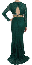Crystal Gold Belt Lace Sheath Gown Dress Dolce & Gabbana