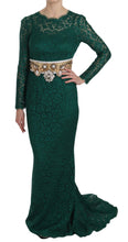 Crystal Gold Belt Lace Sheath Gown Dress Dolce & Gabbana