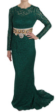 Crystal Gold Belt Lace Sheath Gown Dress Dolce & Gabbana