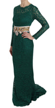 Crystal Gold Belt Lace Sheath Gown Dress Dolce & Gabbana
