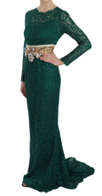 Crystal Gold Belt Lace Sheath Gown Dress Dolce & Gabbana
