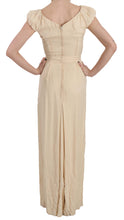 Beige Silk Column Cap Sleeve Gown Dress Dolce & Gabbana