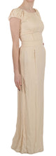 Beige Silk Column Cap Sleeve Gown Dress Dolce & Gabbana
