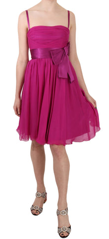 Fuchsia Pink Bow Silk Sleeveless Dress Dolce & Gabbana
