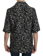 Black Musical Instrument Print Silk  Top Dolce & Gabbana