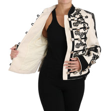 White Wool Black Floral Baroque Jacket Dolce & Gabbana
