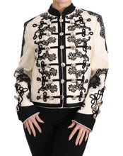 White Wool Black Floral Baroque Jacket Dolce & Gabbana