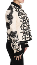 White Wool Black Floral Baroque Jacket Dolce & Gabbana