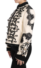 White Wool Black Floral Baroque Jacket Dolce & Gabbana