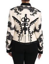 White Wool Black Floral Baroque Jacket Dolce & Gabbana