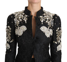 Black Jacquard Crystal Floral Jacket Dolce & Gabbana