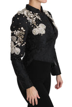 Black Jacquard Crystal Floral Jacket Dolce & Gabbana