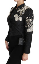 Black Jacquard Crystal Floral Jacket Dolce & Gabbana