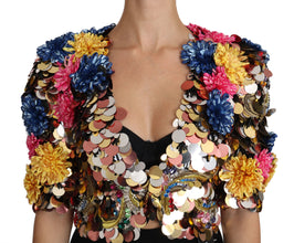 Crystal Sequined Floral Jacket Coat Dolce & Gabbana