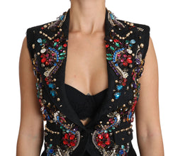 Black Crystal Sicily Vest Waistcoat Dolce & Gabbana