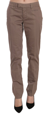 Brown Low Waist Straight Cut Trouser Pant Dondup