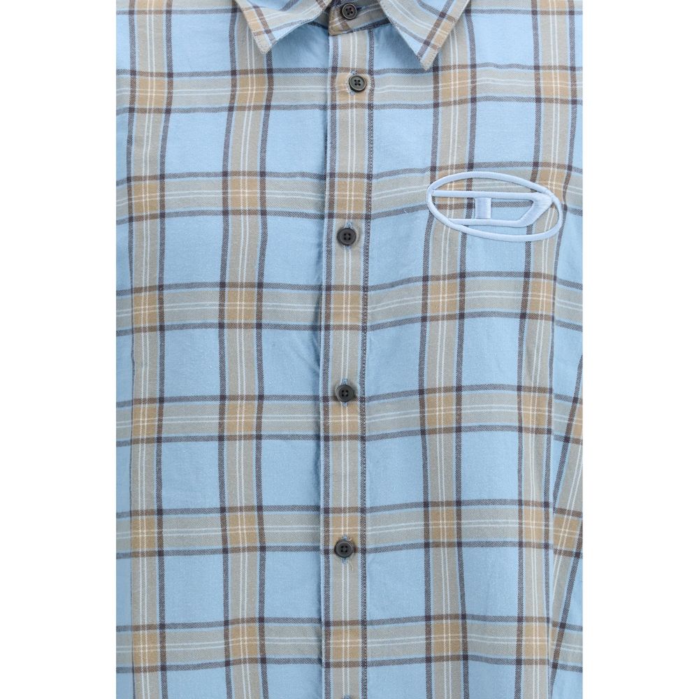 Diesel Light Blue Cotton Pattern Shirt