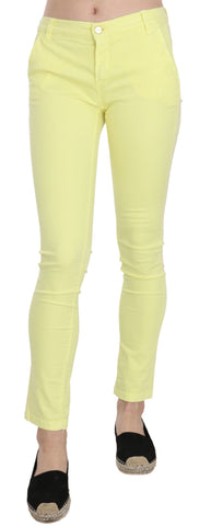 Yellow Cotton Stretch Low Waist Skinny Casual Trouser Pants PINKO