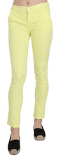 Yellow Cotton Stretch Low Waist Skinny Casual Trouser Pants PINKO