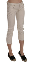 Beige Cotton Stretch Low Waist Skinny Cropped Capri Jeans Dondup