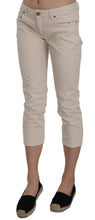 Beige Cotton Stretch Low Waist Skinny Cropped Capri Jeans Dondup