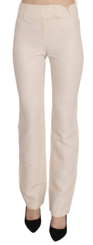 White High Waist Silk Blend Flared Dress Trousers Pants LAUREL