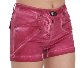 Pink Mid Waist Cotton Mini Denim Shorts PLEIN SUD