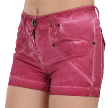 Pink Mid Waist Cotton Mini Denim Shorts PLEIN SUD