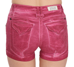 Pink Mid Waist Cotton Mini Denim Shorts PLEIN SUD