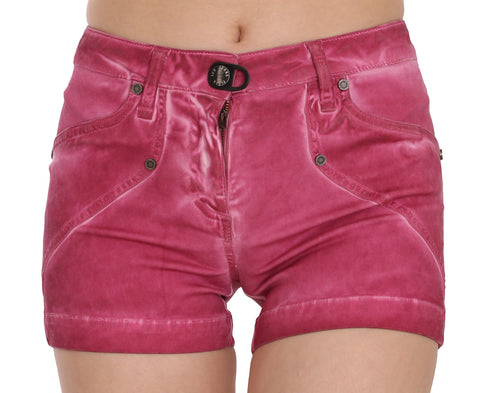 Pink Mid Waist Cotton Mini Denim Shorts PLEIN SUD