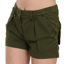 Green Mid Waist 100% Cotton Mini Shorts PLEIN SUD
