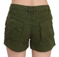 Green Mid Waist 100% Cotton Mini Shorts PLEIN SUD