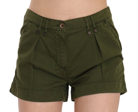 Green Mid Waist 100% Cotton Mini Shorts PLEIN SUD