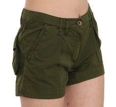 Green Mid Waist 100% Cotton Mini Shorts PLEIN SUD