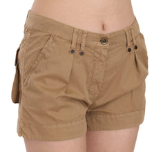Brown Mid Waist 100% Cotton Mini Shorts PLEIN SUD