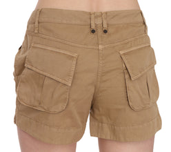 Brown Mid Waist 100% Cotton Mini Shorts PLEIN SUD
