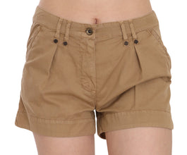 Brown Mid Waist 100% Cotton Mini Shorts PLEIN SUD