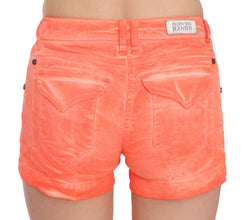 Orange Mid Waist Cotton Denim Mini Shorts PLEIN SUD