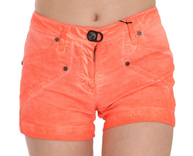 Orange Mid Waist Cotton Denim Mini Shorts PLEIN SUD