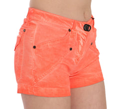 Orange Mid Waist Cotton Denim Mini Shorts PLEIN SUD