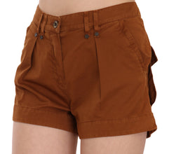 Brown Mid Waist Cotton Denim Mini Shorts PLEIN SUD