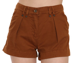Brown Mid Waist Cotton Denim Mini Shorts PLEIN SUD