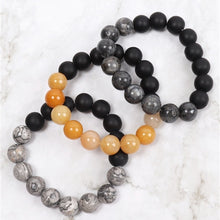 Black Beige Two Tone Natural Stone Unisex Bracelet By DOBBI ( Variety