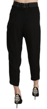 Black Polyester High Waist Cropped Trousers Pants Guess