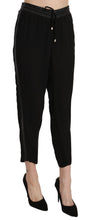 Black Polyester High Waist Cropped Trousers Pants Guess